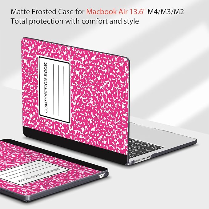 Teryeefi Compatible with MacBook Air 13 inch Case 2025 2024 2023 2022 M4 A3240 M3 A3113 M2 A2681, Plastic Hard Shell&Keyboard Cover&Screen Film&Type C for MacBook Air 13.6 inch, Composition Book A007