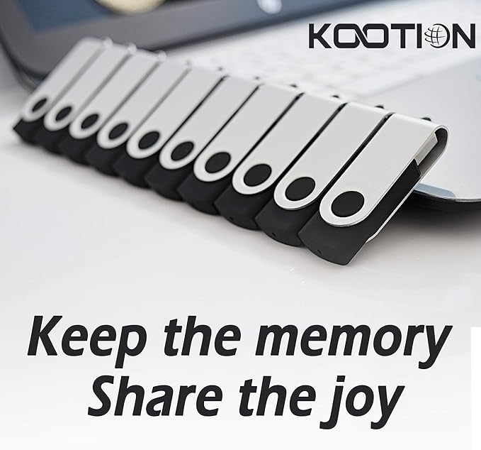 KOOTION 50pcs 32GB USB Flash Drive 32 gb Bulk Flash Drives 50 Pack Thumb Drive Swivel Memory Stick Jump Drive Keychain Design Black