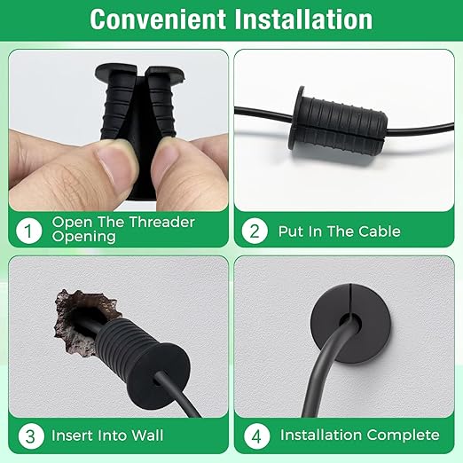 4pc Starlink Cable Grommet 3/4" Silicone Anti-Slip Wall Hole Pass Through Split Cable Bushings for TV Wire Ethernet Cord, Starlink Cable Routing Kit Accessories,38mm/1.5"Ht, Grey