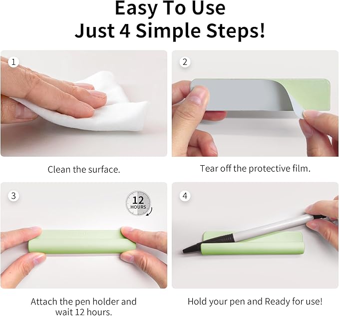 ELETIUO Pencil Holder For Most Pens,Pencils,Self-Adhesive Stick To Notebooks,Diary,Desks,Whiteboards Or Any Surface,Silicone Pen Holder For Home,Office And Desk Organization,Green