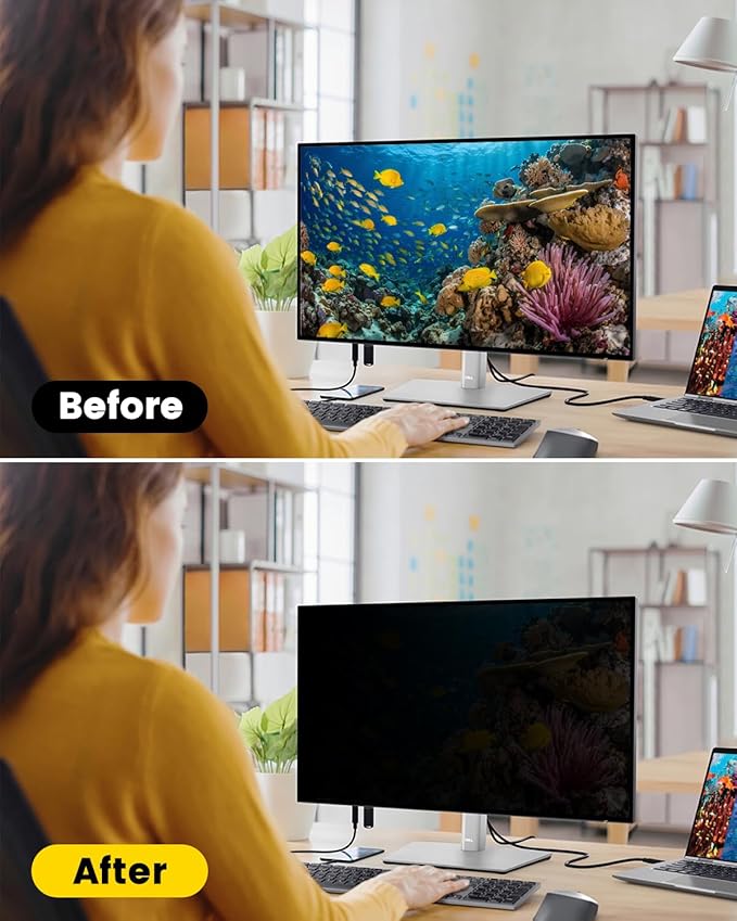 F FORITO 23 Inch 16:9 360°Privacy Screen Protector for Computer Monitor, Removable Eye Protection Anti Blue Light Anti Glare Computer Screen Privacy Shield for 23" Widescreen Monitors