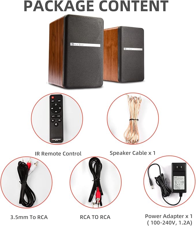 SINGING WOOD BT25 (2024 Version) Bluetooth Active Bookshelf Speakers for with Optical Aux inputs Subwoofer Line Out for PC, TVs, Turntable, Wooden Enclosure,80W - Beach Wood