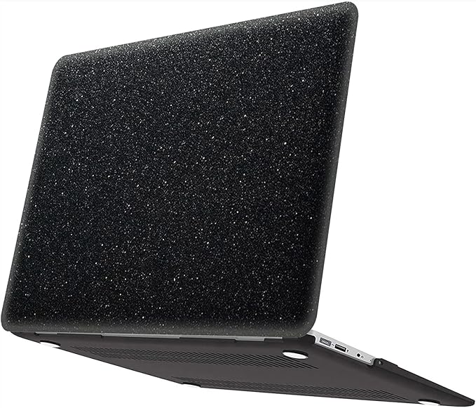 Compatible with MacBook Air 13 Inch Case 2017 2016 2015 2014 2013 2012 2011 2010 Release A1466/A1369, Shiny Plastic Hard Shell Case & Keyboard Cover,Glitter Black