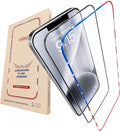 Screen Protector for iPhone 16e/14/13Pro/13-2 Pack (USA Flag Design and Black) - 9H Hardness, Oleophobic Coating, Easy Installation - Tempered Glass Screen Protector for iPhone 14