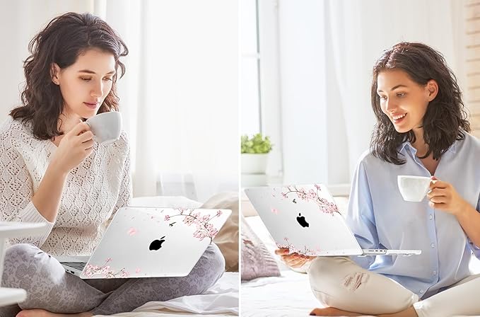 Tuiklol for M4 MacBook Pro 14 Inch Case 2024-2021 Release A3112 A3401 A3185, M3 A2918 A2992/M2 A2779/M1 A2442 Pro/Max Chip,Hard Shell Case with Screen Protector for Touch ID, Plum Blossom