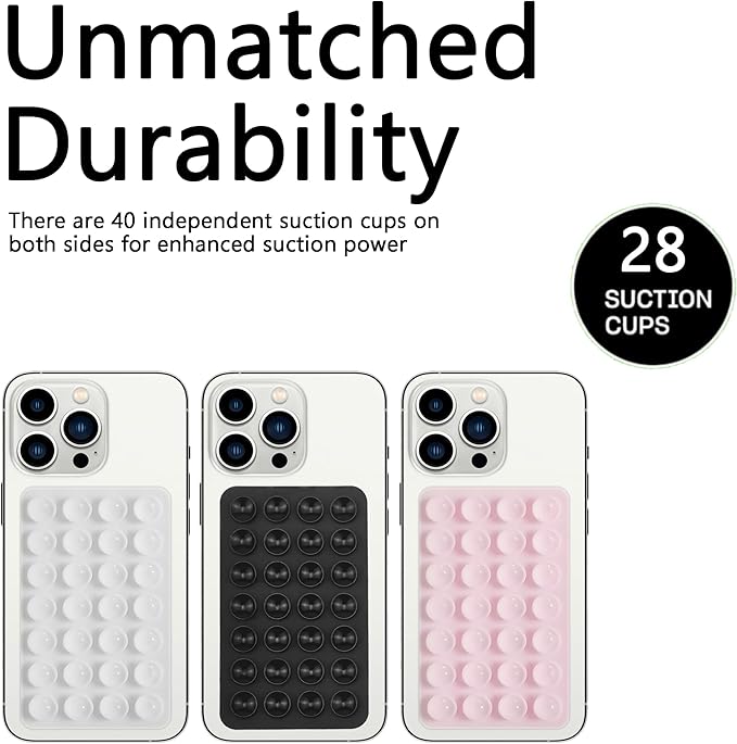 Silicone Double-Sided Suction Phone Case Detachable Mount, Car Dashboard Holder, Hands-Free Sticky Grip Phone Accessories for Selfies & Videos, - iphone & Android Compatible (3.74"x2.2", Transparent)