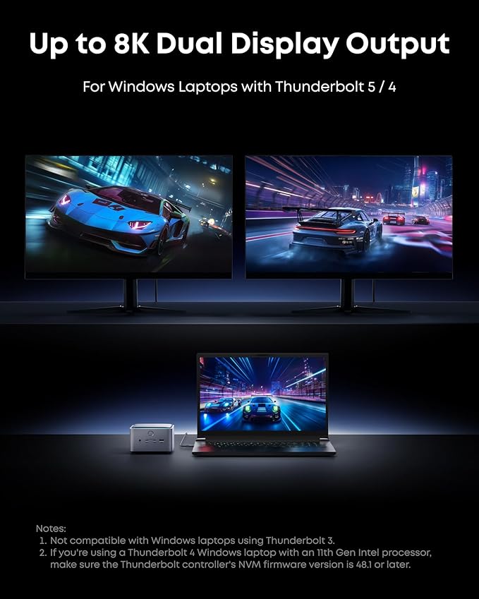 Anker Prime TB5 Docking Station, 14-in-1 Thunderbolt 5 Dock with 120Gbps Max Transfer, Thunderbolt Dock with 140W Max Charging, Cooling System, Ambient Lighting, Up to 8K for TBT 5/4 Laptops
