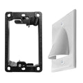 1 Pack Wall Plate Cable Pass Through with Bracket - In Wall Cable Management Kit - Recessed Cable Wall Plate Pair with Single Gang Low Voltage Mounting Bracket - Decorator Cover for Low Voltage Cables