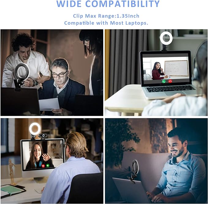 Video Conference Lighting Kit, Ring Light for Monitor Clip On,for Remote Working, Distance Learning,Zoom Call, Self Broadcasting and Live Streaming, Computer Laptop Video Conferencing