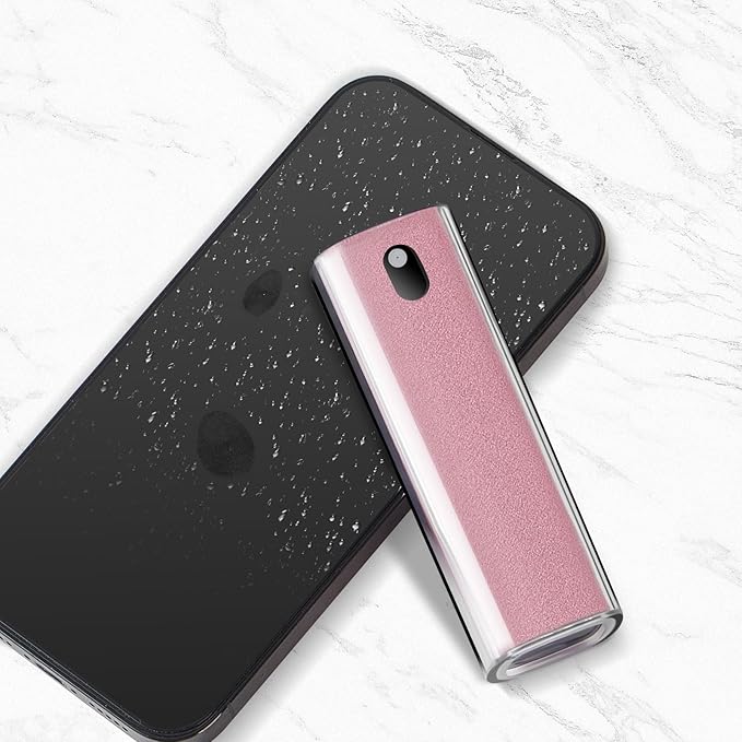 YTT Screen Cleaner, All-in-One Spray & Wipe Cleaner, with Transparent Protective Shell for All Phones, Laptop and Tablet Screens (Pink)