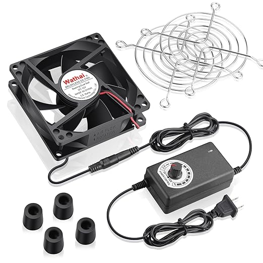 Wathai 80mm Small Computer Cooling Fan with AC Plug, 110V 120V 220V 240V Fan Enhanced Cooling Solution for Electronic Components, PC Cases, Greenhouses, Terrariums, and Modem Cool Projects