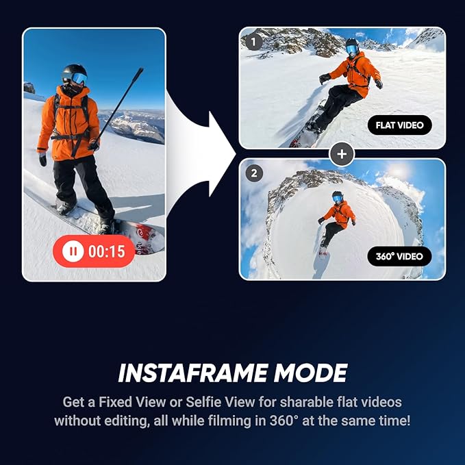 Insta360 X5 Starter Bundle - Waterproof 8K 360° Action Camera, Leading Low Light, Invisible Selfie Stick Effect, Rugged & Replaceable Lens, 3-Hour Battery, Clear Audio, Stabilization