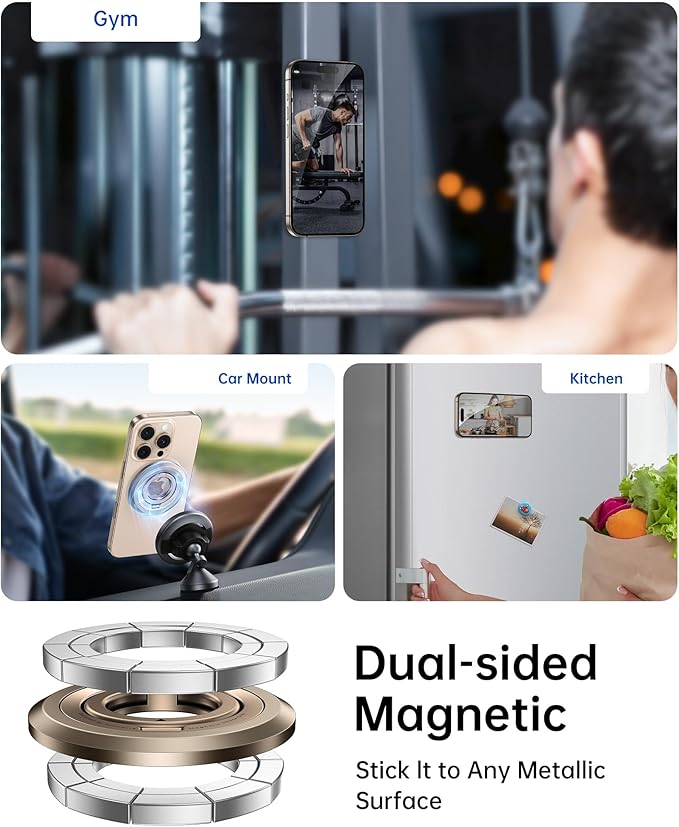 SYNCWIRE Magnetic Phone Ring Holder for MagSafe, 360° Rotation Dual Sided Magnet Grip Cell Phone Ring Stand Finger Kickstand Compatible with iPhone 16 15 14 13 12 Pro Max fits MagSafe - Desert Gold