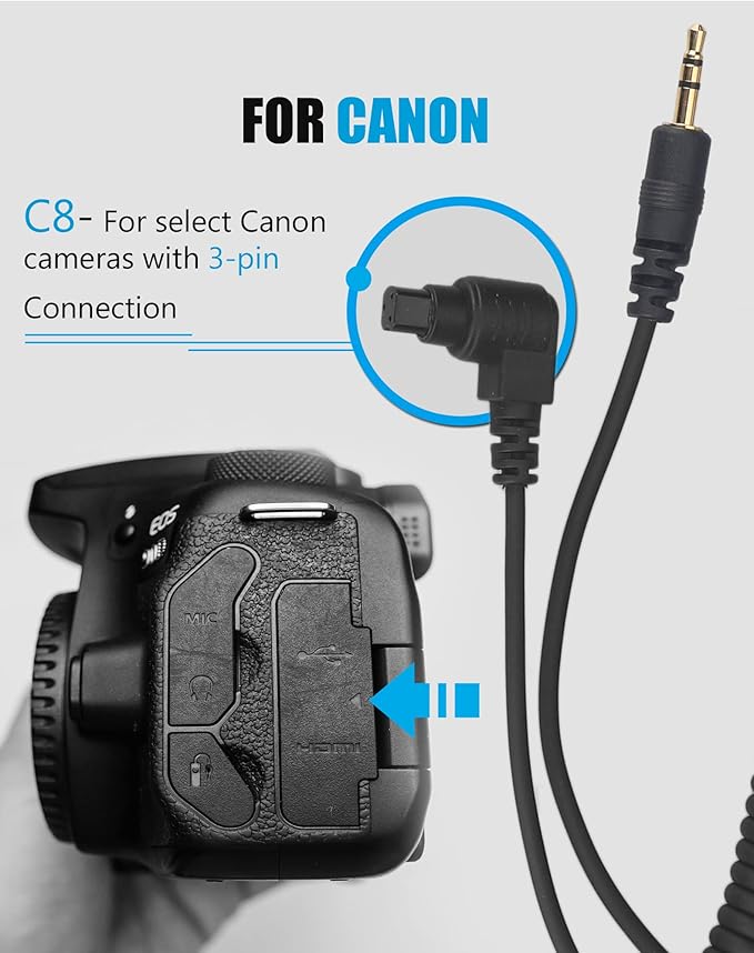 Camera Wireless Remote Shutter Release, Long Exposure Timelapse Remote Control Compatible with Canon 6D Mark II 7D 7D Mark II 5D Mark IV; Replaces Canon RS-80N3 Shutter Release Cords