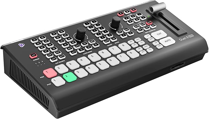 Osee GoStream Duet 8 ISO, 8 Channels Video Switcher with 4 4K-HDMI, 4 SDI, and 4 NDI HX/ 4 SRT/ 4 RTMP/ 2 Webcam. 2 XLR Audio, 8 Layouts, Isolated Recording, Podcast Unit for YouTube, Facebook
