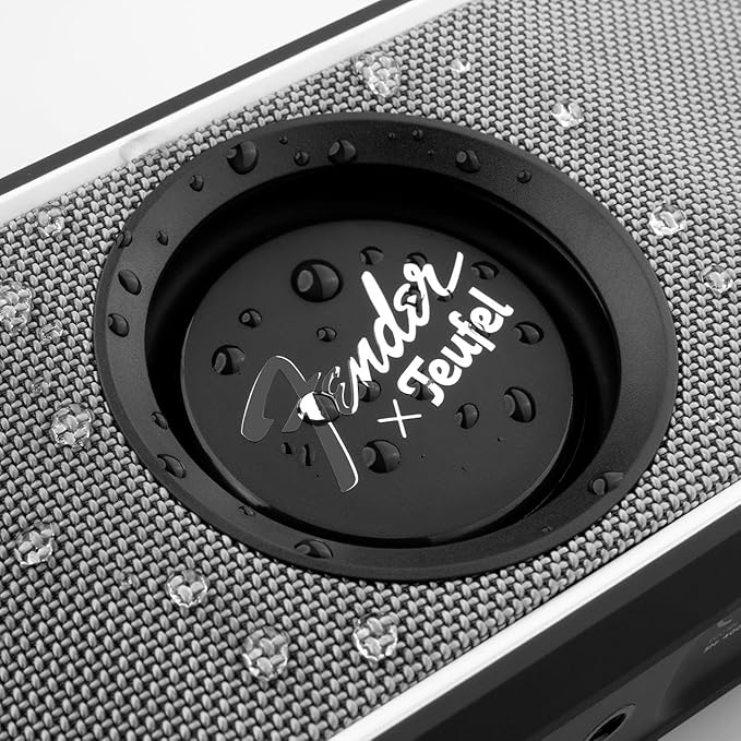 Fender x Teufel ROCKSTER GO 2 Portable Bluetooth Speaker – Powerful Sound, Rugged, Waterproof, 28 Hour Battery, Carrying Strap for Outdoors and Travel