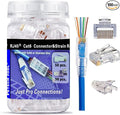 PETECHTOOL RJ45 CAT6 Pass Through Connectors Gold Plated 8P8C Plugs and Strain Relief (50xcat6plug+50xstrain Relief)