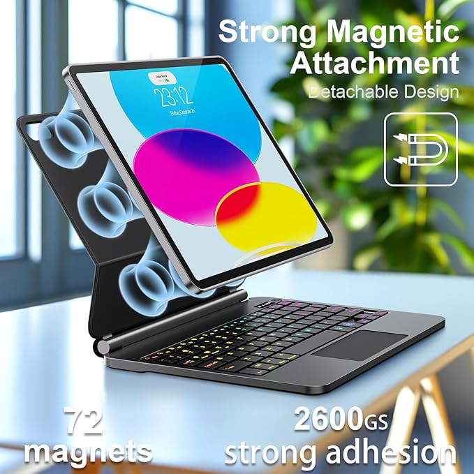 for iPad 11th (A16) & 10th Generation Case with Keyboard – Magic-Style Magnetic – Floating Cantilever Stand - Multi-Touch Trackpad Keyboard Case for iPad 11 inch 2025&10th Gen 10.9 inch (Black)