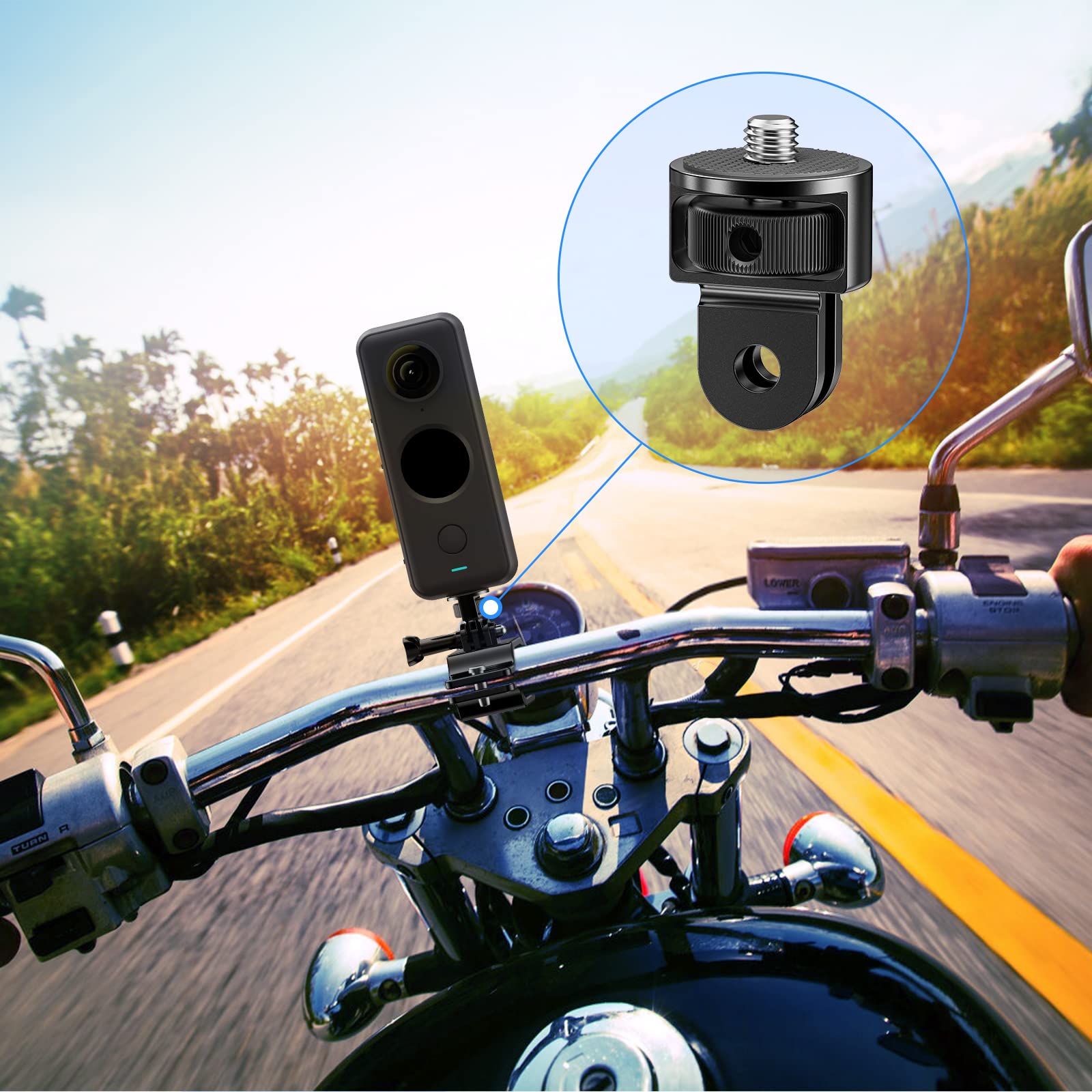 Starbea 2 Pieces Camera Tripod Mount for Gopro Adapter 360°Adjustable Aluminum Alloy Conversion Adapter for GoPro Hero, Insta360, Sjcam Action Cameras and Other Standard 1/4 Accessories (GC-1)
