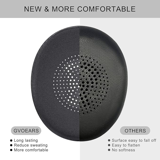 Ear Pads Replacement for Jabra Elite 45h - Cooling Gel Cushions for Evolve2 65 40 MS UC USB Wireless On-Ear Headphones with Memory Foam (Black)