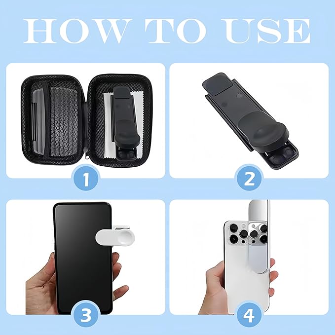 Mirror Effect Lens, Smartphone Camera Mirror Reflection Clip Kit Phone Camera Shooting Reflection Mirror Adjustable HD Glass Smartphone Photography Flip Mirror for All Phones (White+Black)