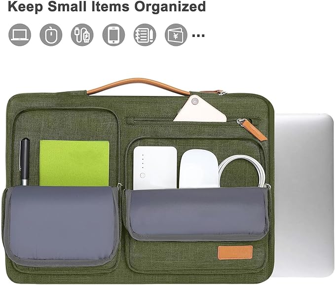MOSISO 360 Protective Laptop Case 16 inch, 15-15.6 inch Laptop Sleeve Compatible with MacBook Pro 16, HP, Acer, Dell, Lenovo, ASUS, Side Open Carrying Case with 4 Zipper Pockets&Handle, Olive Green