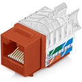 Everest 45 Degree RJ45 Cat6 Keystone Jacks Slim Profile 20-Pack Orange