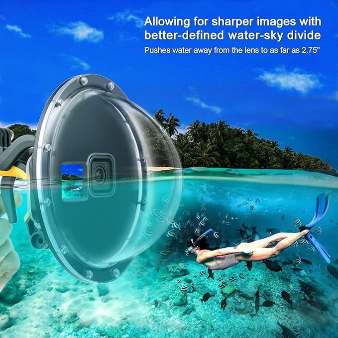 Dome Port for GoPro Hero 9 10 11 12 13 Black- Underwater Waterproof Dome Port Housing Case + Floating Hand Grip + Trigger Accessories for GoPro Action Cameras