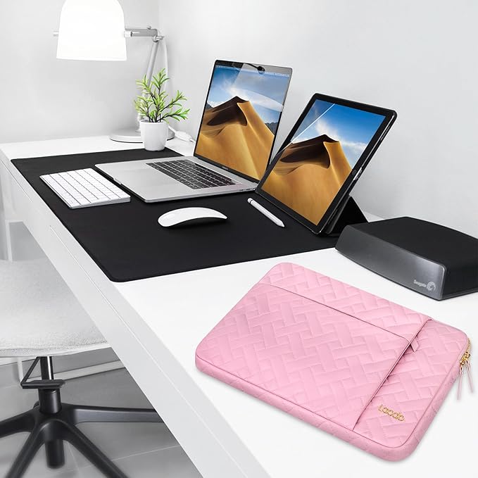 Lacdo 15-15.6 Inch Laptop Sleeve Case for Acer HP Lenovo Dell ASUS Laptop, Acer Aspire 15, HP Pavilion/Envy 15, Dell Latitude 15, Lenovo ThinkPad/IdeaPad 15, ASUS ZenBook 15 Computer Bag, Sakura Pink