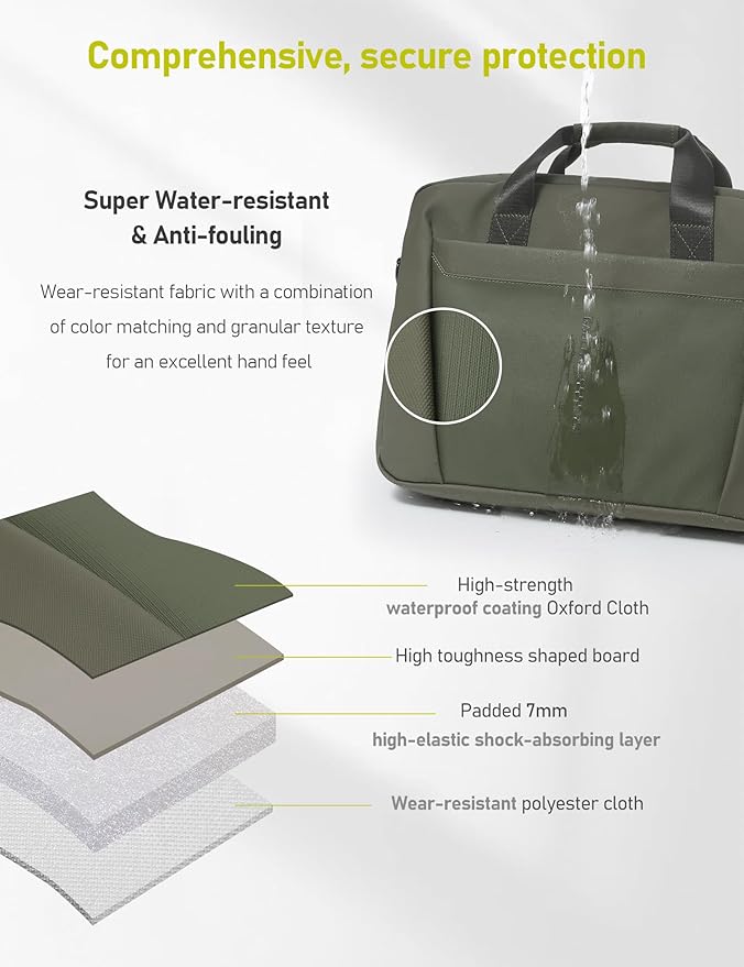 13-14 Inch Laptop Shoulder Bag Business Briefcase Water Resistant Computer Messenger Bags Compatible with MacBook Pro 14, MacBook Air 13 M4, HP, Dell, ASUS Notebook, Green