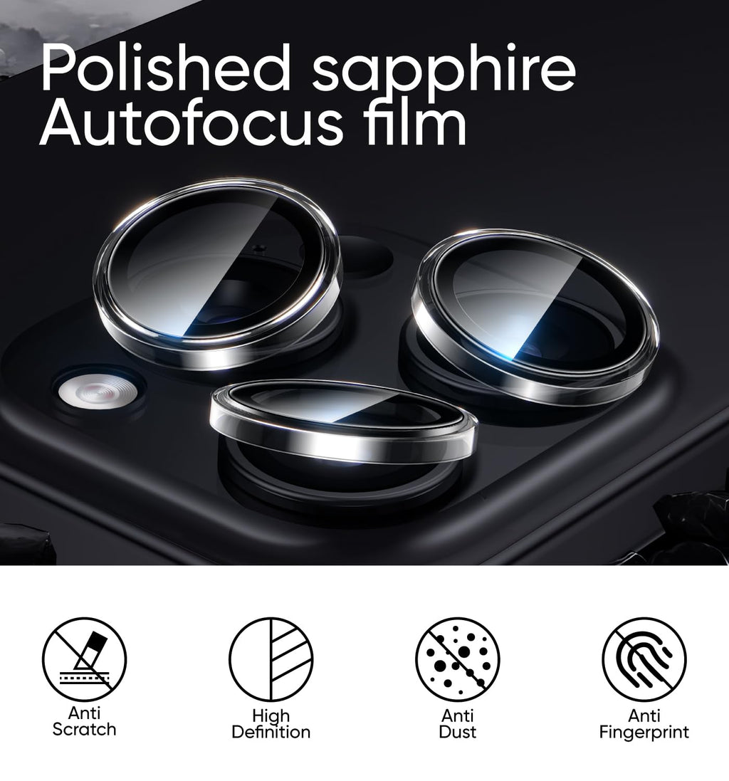 MAGIC JOHN for iPhone 16 Pro Max/16 Pro Camera Lens Protector [Alignment Kit&1:1 Invisible Perfect Fit] 9H Aerospace Tempered Glass Anti-Scratch Durable, Individual Cover Ring, Case Friendly, Set of 2, Clear