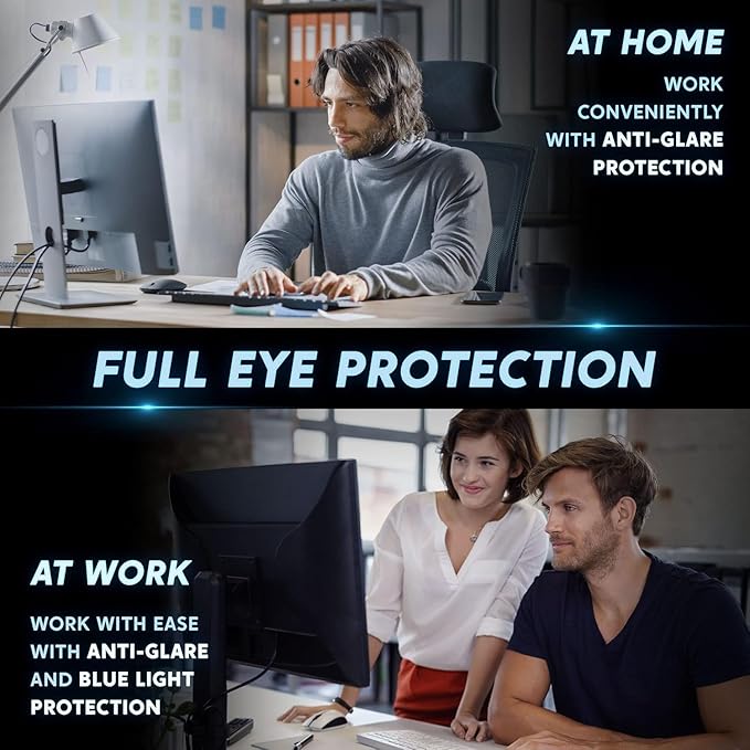 [2 Pack] Easges 23.8 Inch Computer Privacy Screen Filter for 16:9 Aspect Ratio, Eye Protection, Anti-Glare, Anti-Blue Light Computer Monitor Privacy Filter, Removable Anti-Scratch 23.8" Protector Film