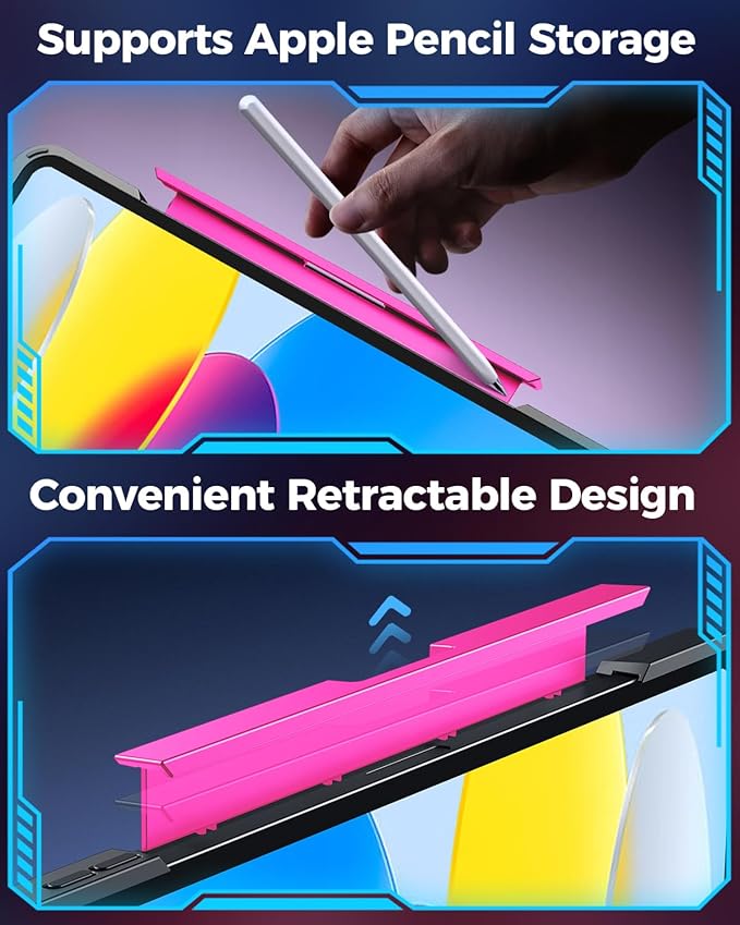 SIBEITU Keyboard Case for iPad A16 11th Gen 11" 2025 & 10th Gen 10.9" 2022, Clear Wireless Keyboard Protective Cover with Multi-Touch Trackpad, 7-Color Backlight & 3-Brightness, 360 Rotatable, Pink