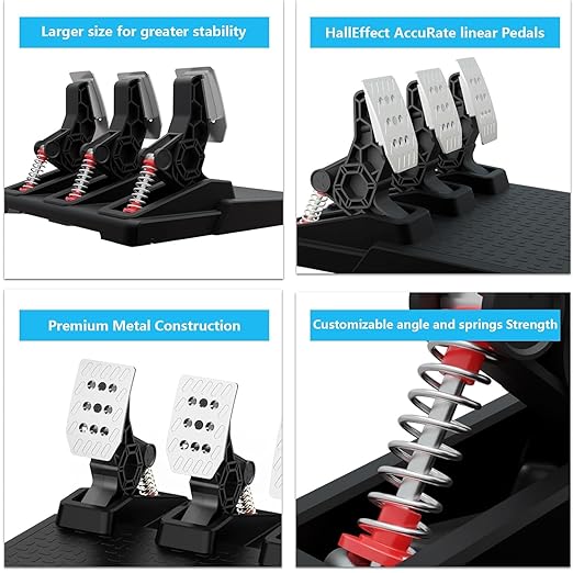 DOYO Racing Wheel Pedals, PC Gaming Steering Wheel Pedal Set, Swappable Springs, Adjustable, Durable, Compatible with PC Win11/Win10/Win7