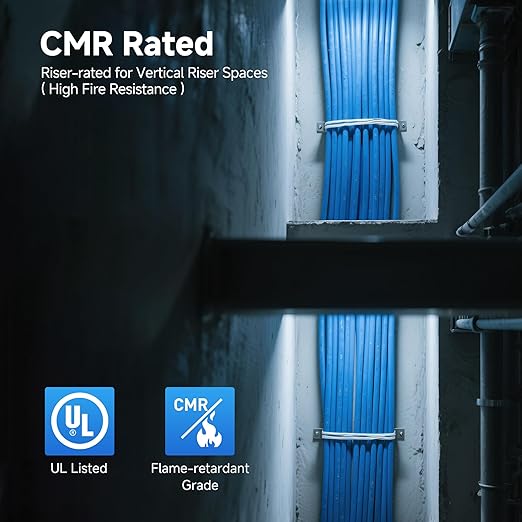 Cable Matters [UL Listed] 10Gbps in-Wall Riser Rated (CMR) 23AWG Bare Copper Cat6 Ethernet Cable - 500ft, Cat 6 Ethernet Cable Spool, Cat 6 Cord Bulk, Black