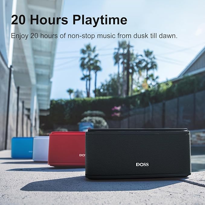 DOSS SoundBox Touch Wireless Bluetooth Speaker with 12W HD Sound and Bass, IPX5 Waterproof, 20H Playtime, Handsfree, for Office, Home, Outdoor, Travel-Upgraded