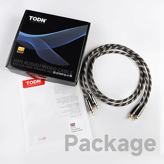 TODN Audiophile RCA Cables HiFi RCA Audio Cable with O-C-C Core, Dual Shielded for Home Stereo System (1.64ft/0.5m, 1 Pair)