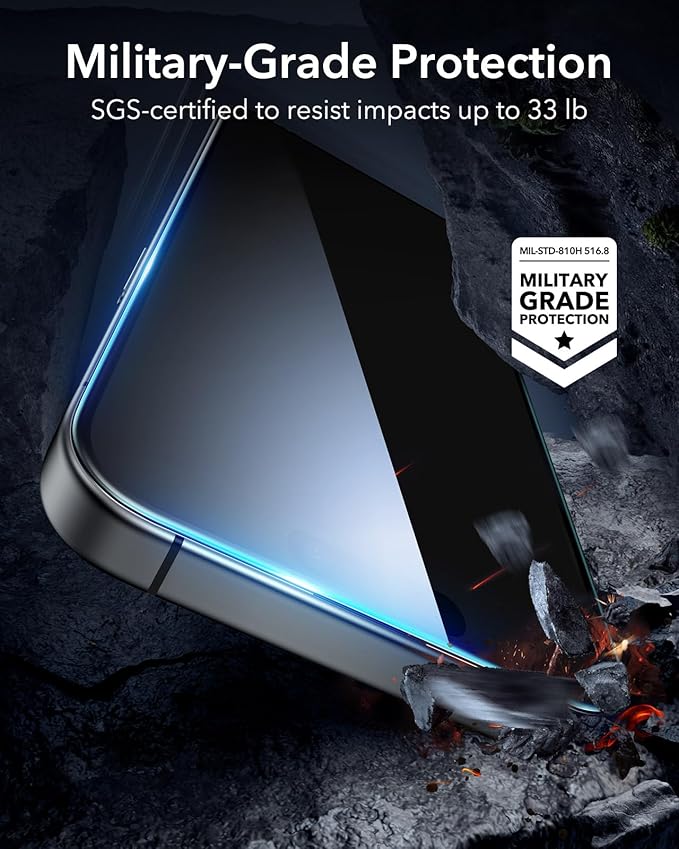 ESR 3 Pack for iPhone 16 Plus/iPhone 15 Plus Screen Protector, [9H Hardness] [Military Grade Shatterproof] Full Coverage Tempered Glass Film with Easy Installation Tool, HD Clear, Scratch Resistant
