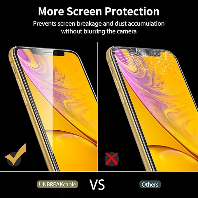 UNBREAKcable 2-Pack Screen Protector for iPhone 11/iPhone XR, Double Shatterproof Tempered Glass [Easy Installation Frame] [9H Hardness] [99.99% HD Clear]