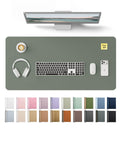 YSAGi Leather Desk Protector, Office Mat, Large Mouse Mat, Non-Slip PU Leather Blotter, Laptop Desk Pad, Waterproof Writing Pad for Office and Home (Dark Green, 35.4" x 17")