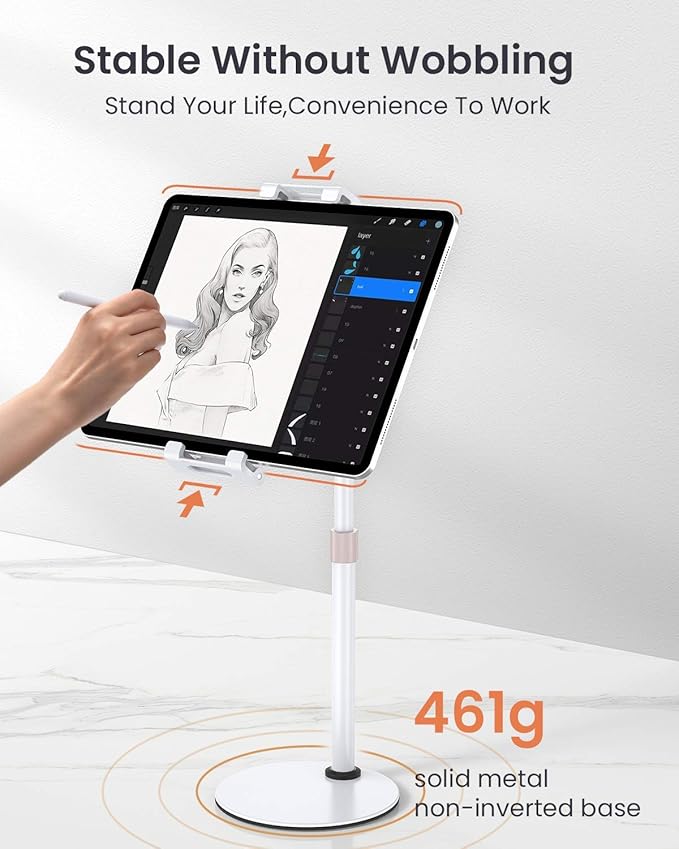 LISEN Tablet Stand Tablet Holder, Adjustable iPad Stands for Desk, Stand for iPad Thick Case Friendly iPad Stand Holder Compatible with(4.7-13") Tablets, Phones