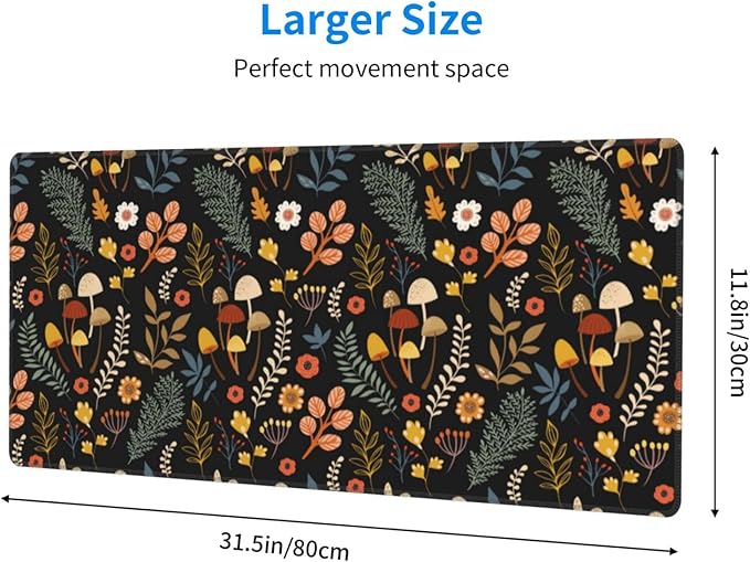Gaming Mouse Pad Floral Desk Mat, Botanical Mouse Pad, Vintage Desk Mat, Wildflower Mouse Pads, Nature Desk Decor, Garden Desk Pad 31.5×11.8