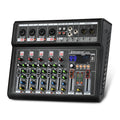 6-Channel Audio Mixer for PC, SX-6iu Mixing Console with XLR Inputs, Bluetooth, 99 Digital Signal Processor Effects, USB Interface, MP3 Compatible for Podcast, Music, Recording 9.84"x2.17"x12.6"inches