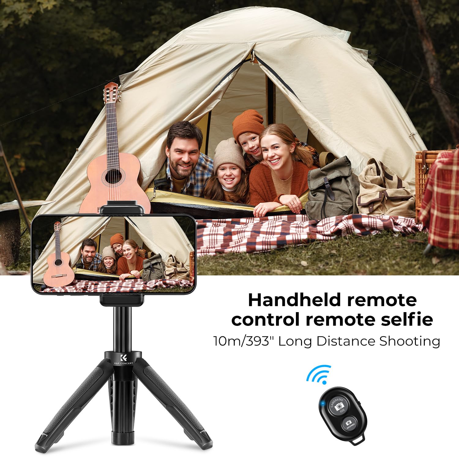 K&F Concept Selfie Stick Tripod. Black