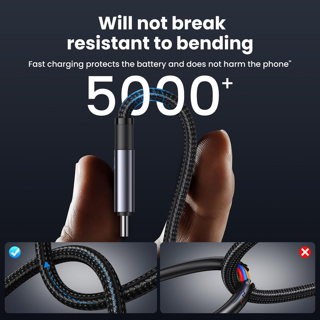 YOUSAMS 240W Multi Charging Cable, 6.6ft 6-in-1 USB C Cable Fast Charging Cords with USB-C/A Ports to IP/Type C/Micro Connectors for Pad/Cell Phones/Tablets/Laptop