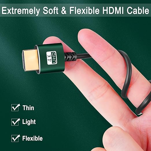 Slim HDMI Cables 3.3FT 5Pack, Ultra Soft & Thin HDMI to HDMI Cord, Extreme Flexible & Skinny HDMI Wire Supports High Speed 4K@60Hz 18gbps 2160p 1080p