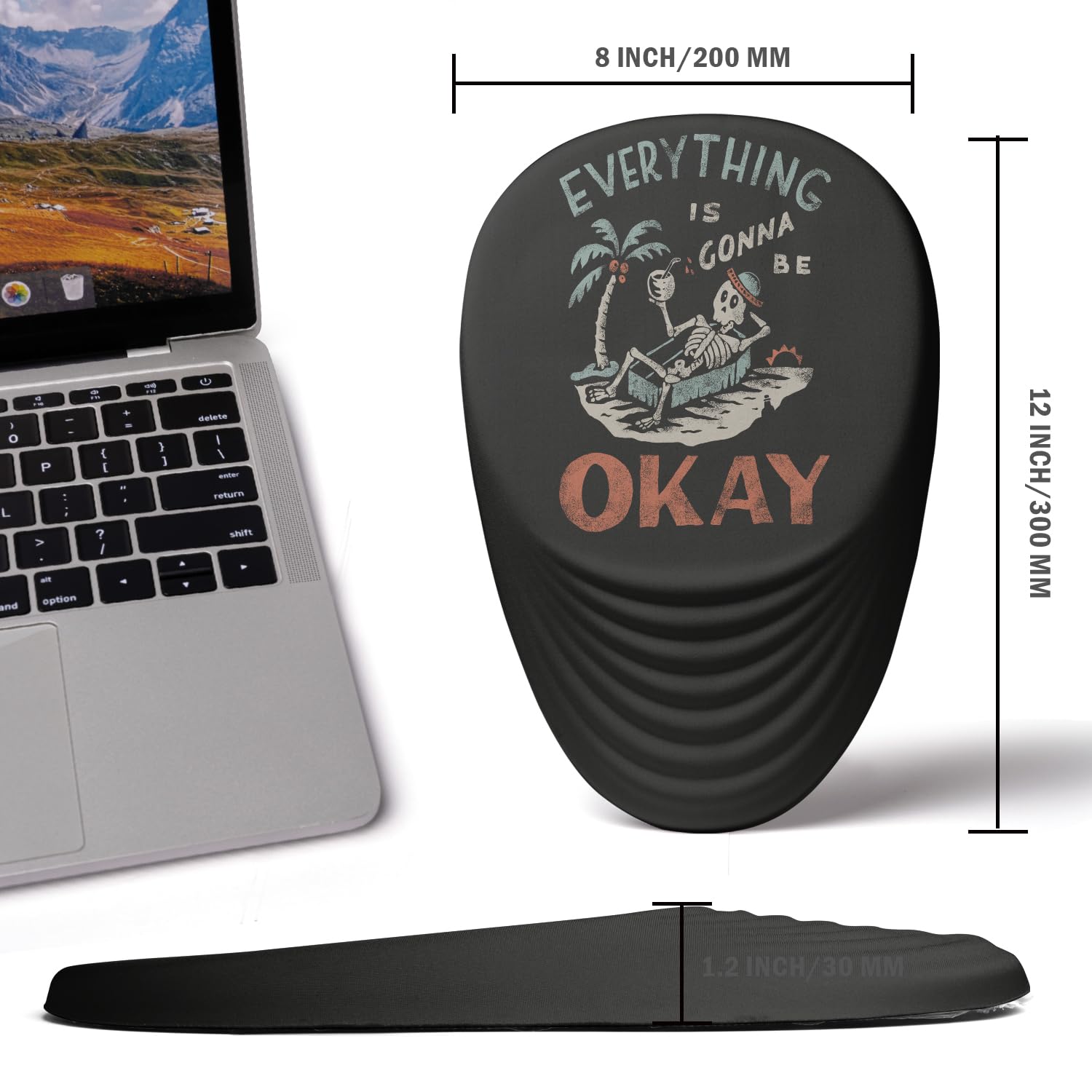 Ergonomic Mouse Pad with Wrist Rest Support,Mousepad Relief Carpal Tunnel Pain, Entire Memory Foam Mouse Pad with Non-Slip PU Base, Wireless Mouse Pad,Human Skeleton Skull
