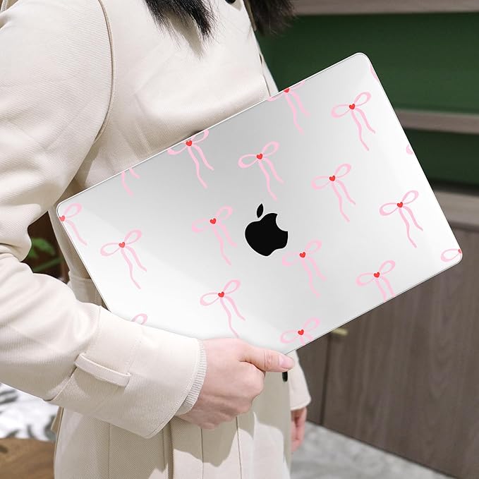 MEEgoodo Case for M4/M3/M2 MacBook Air 13.6 inch Case 2025 2024 2022, Fit Model A3240/A3113/A2681, Laptop Hard Shell with Keyboard Cover Compatible with MacBook Air 13 inch, Bows & Little Hearts