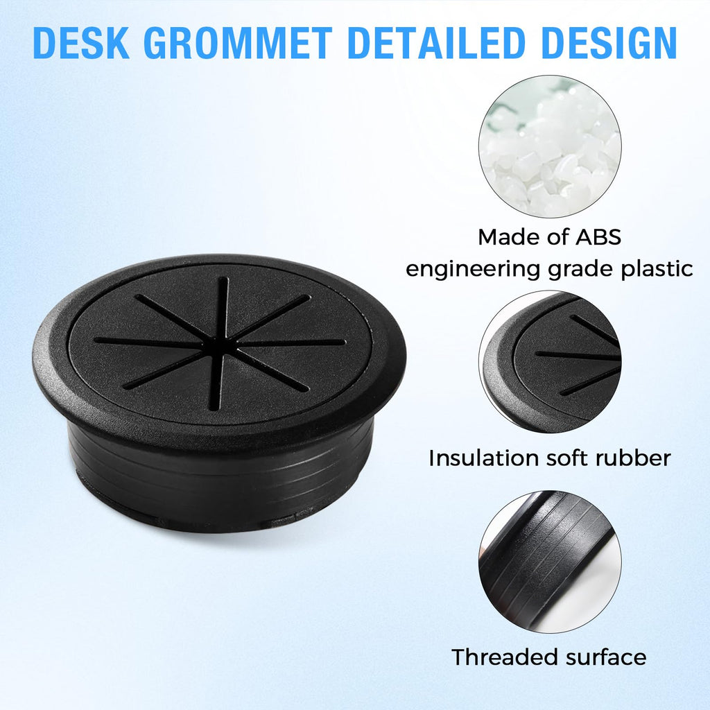 BOPOREAE 2 Pcs Desk Grommet 3-1/8" (80mm), Desk Hole Cover for Cables