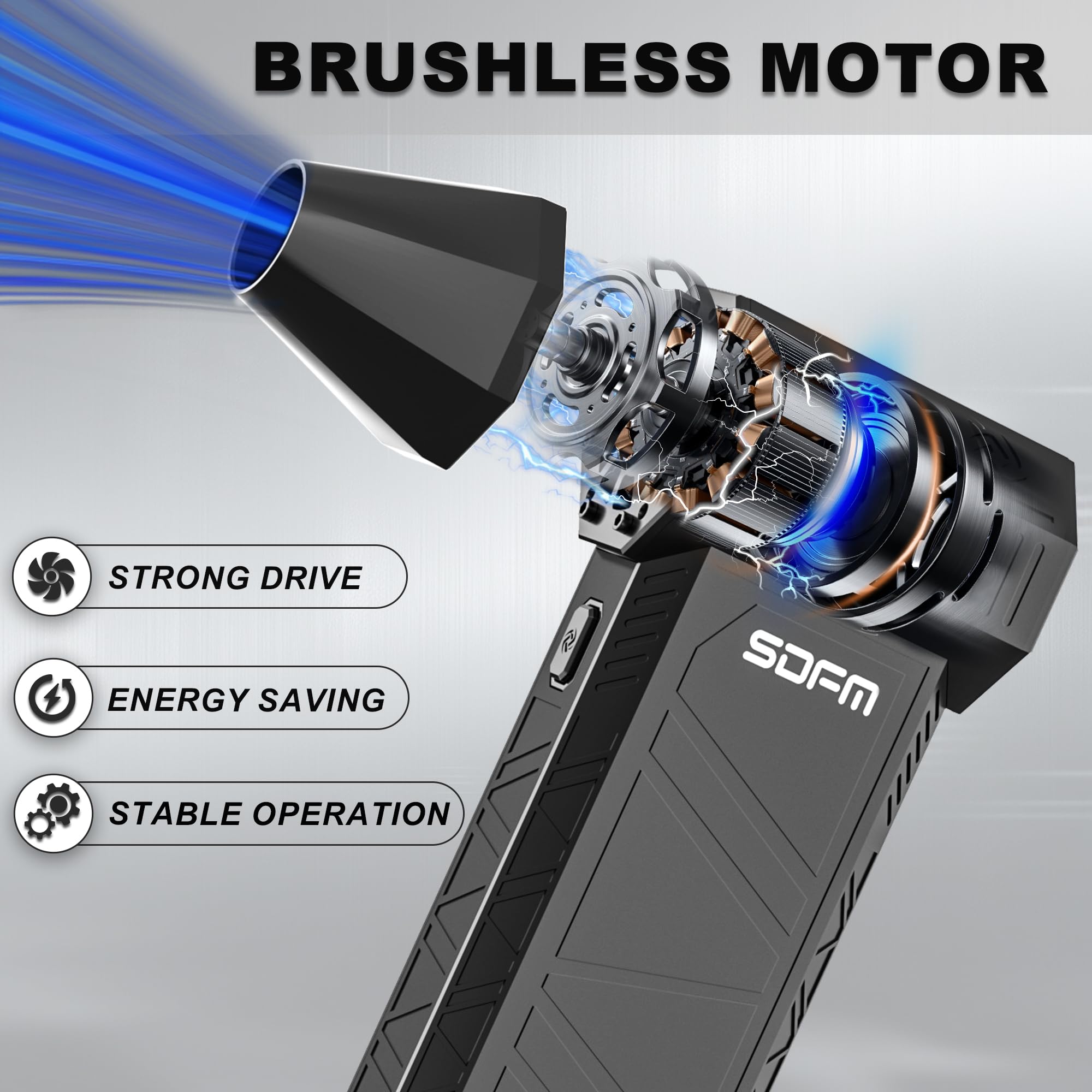 SDFM Compressed Air Duster - 3-Gear Adjustable Rechargeable Air Duster